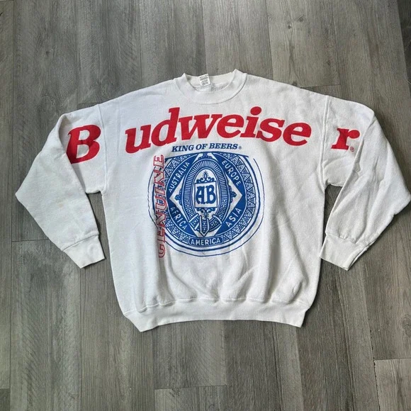 Vintage 90s Rare Budweiser King of Beers Sweatshirt Men's XL Genuine Logo