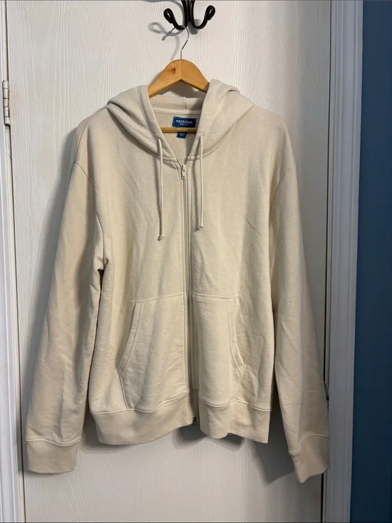 Arizona Jean Company Men's Cream Zip-Up Hoodie Sweater