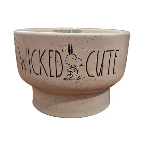 Rae Dunn x Peanuts “Wicked Cute” Ceramic Pedestal Dog Bowl – NEW