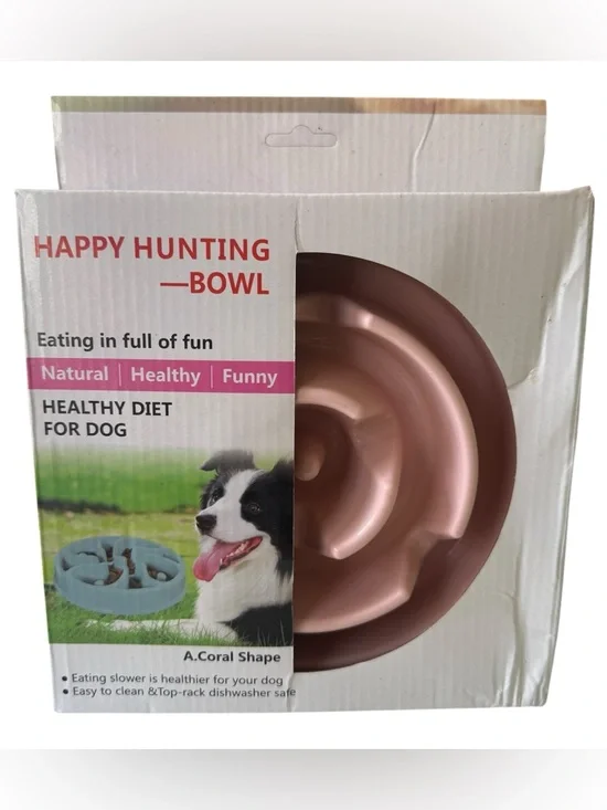 Happy Hunting Slow Feeder Dog Bowl - Coral Pink