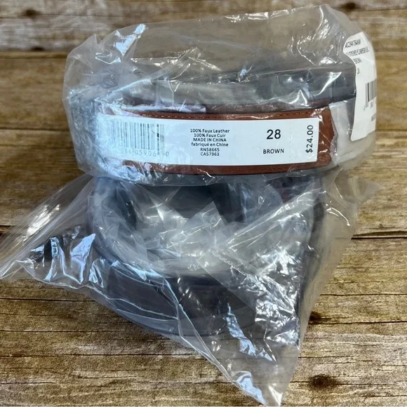 Nordstrom Kids Reversible Dress Belt Brown Faux Leather Size 28 AC294764KW