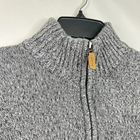 St. John's Bay Gray Quarter Zip Sweater‎ Mens Large Marled Cotton Pullover