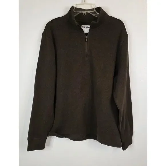Old Navy Long Sleeve 1/4 Zip Pullover Sweater Brown Men's Size L Preppy Casual