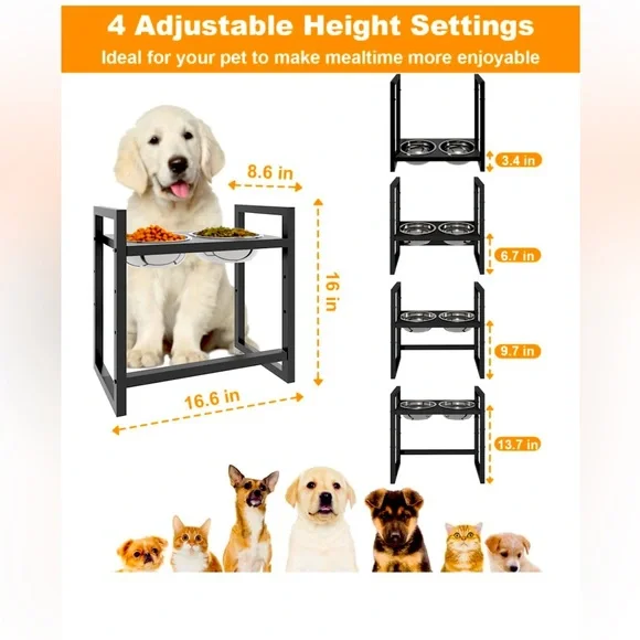 Fandature super Heavy duty raised dog bowls stand and 2 PCs of bowls