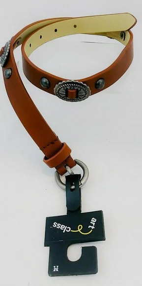 Art Class Brown Western Faux Leather Belt Unisex Ornate, Kids M/26