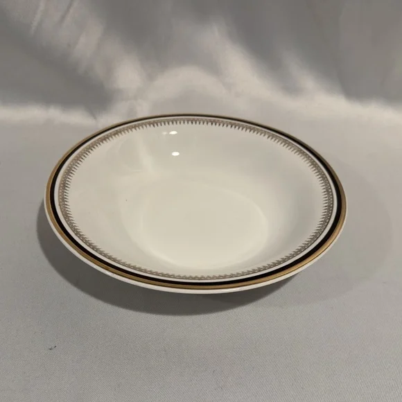 Chodziez Poland Porcelain Soup Bowl Black Gold Band Filigree