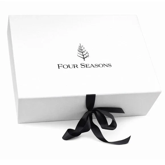 Four Seasons Hotels Luxury White Large‎ Square Gift Box with Black Ribbon Tie