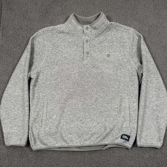 Eddie Bauer Sweater Mens XL Gray Fleece Pullover Outdoor Quarter Snap Jacket