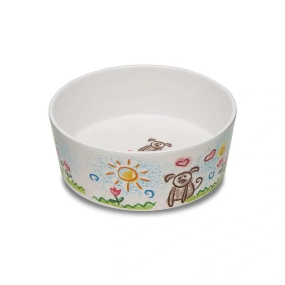 2 Colorful Dog Bowl with Cute Illustrations