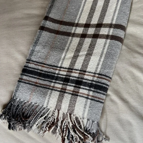IKEA Hermine Gray and Brown Plaid Throw Blanket