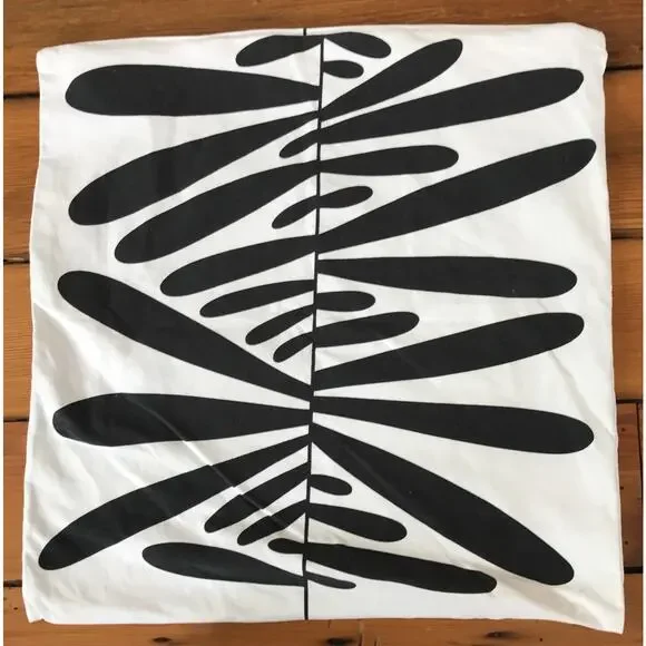 Ikea Majsmott Black White Patterned Cotton Zip Throw Pillow Case Cover 20