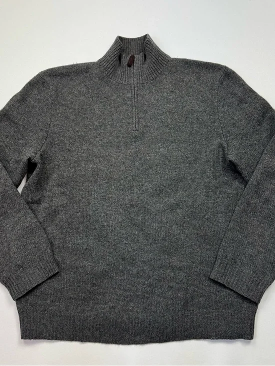 Polo Ralph Lauren Men's Charcoal Quarter-Zip Wool Sweater Size Large