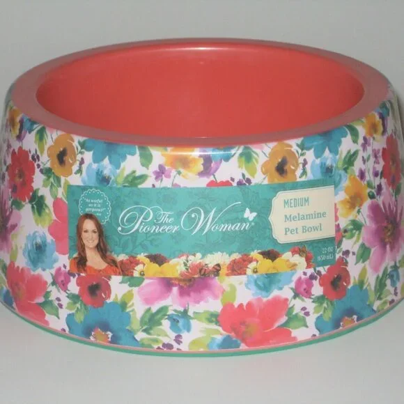 Pioneer Woman Pet Bowl Breezy Blossom Floral Medium 22oz Melamine Dog Cat Dish