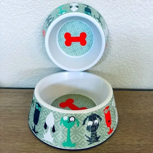 Whimsical Dog Pet Feeder Water Bowls 2-pc Set