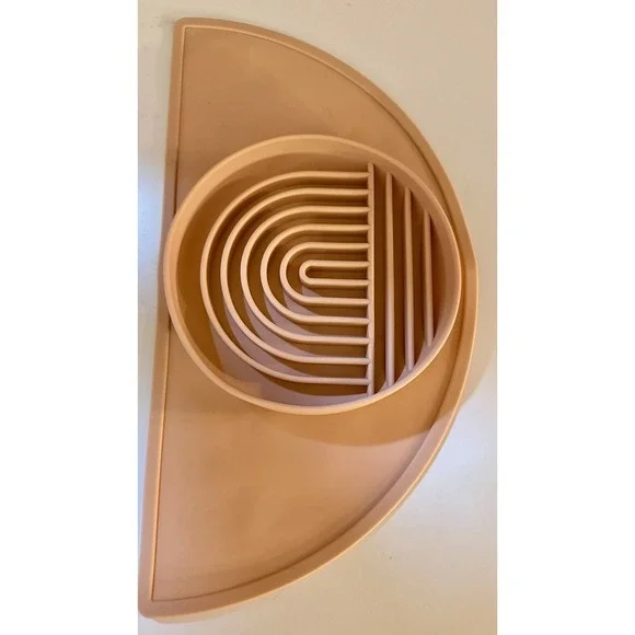 Should We Go? Slow Feeder Pet Bowl & Placemat Set Peach Silicone Excellent