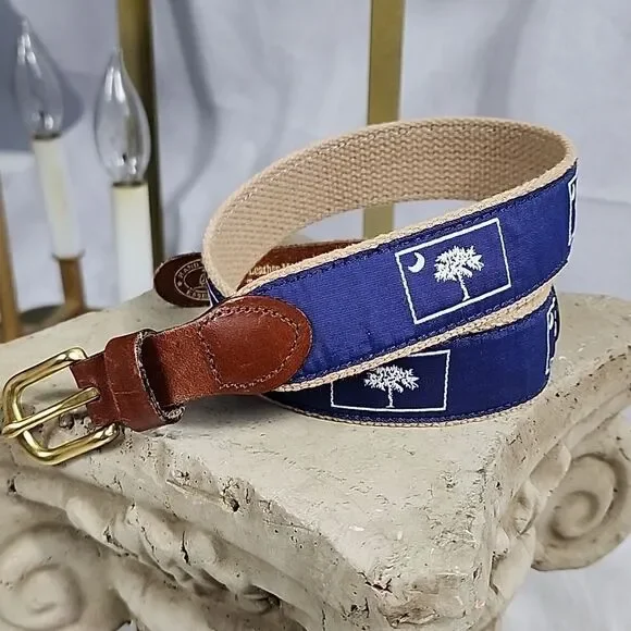 Child's Leather Man Ltd. Leather & Canvas Belt with South Carolina Flag Emblem
