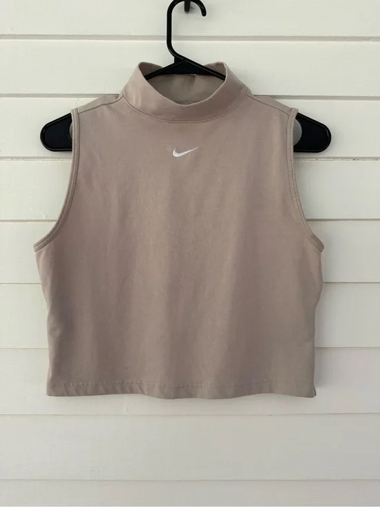 Nike | Mock Neck Sleeveless Crop Top Beige/Taupe Size Medium