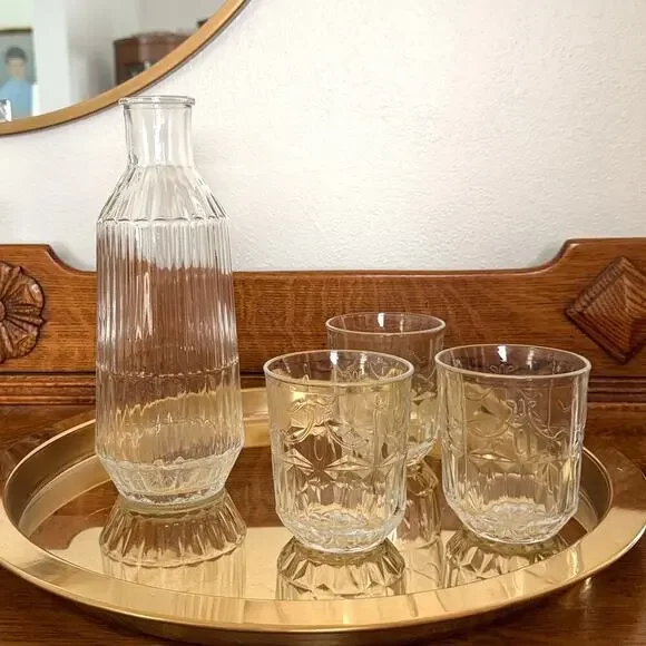 IKEA SALLSKAPLIG 30 oz Carafe (No Stopper) With (3) 9 oz Glasses