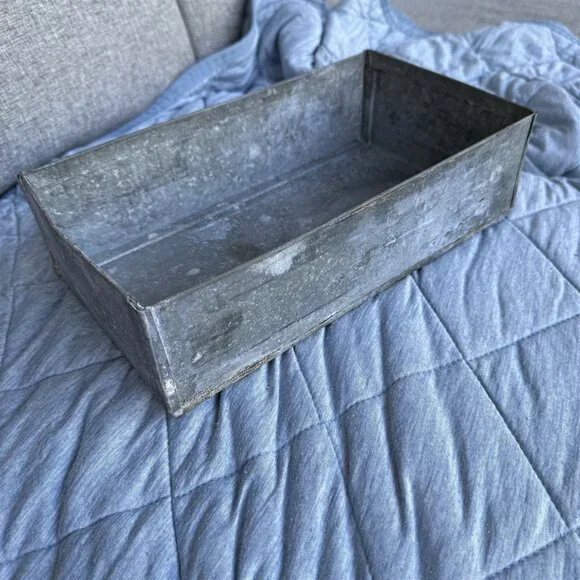Vintage Galvanized Bin Drawer Planter Parts Box Rectangle 11 X 6 Rusty Farmhouse