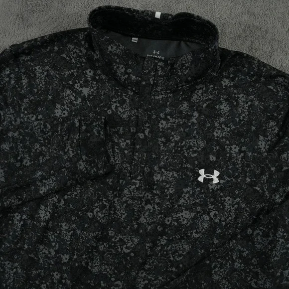 Under Armour 1/4 Zip Pullover Mens Small Black Camo Golf Long Sleeve Performance