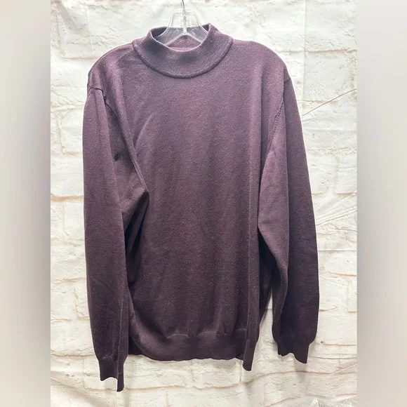 Nordstrom men’s 100% fine Merino wool sweater XL made‎ in Italy plum