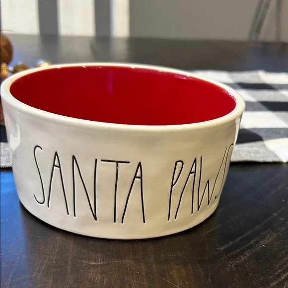 Rae Dunn Santa Paws Ceramic Pet Bowl