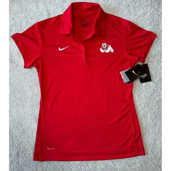 NWT‎ Fresno State Nike Polo Shirt Red Womens Size Small