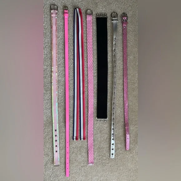 Girl’s Belts Lot - Pink - Black - Silver