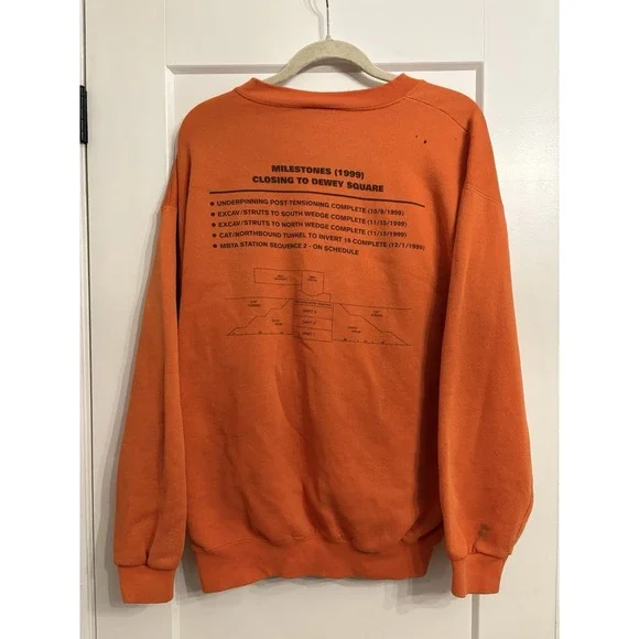 Vintage 90s Boston Union Construction Big Dig Crewneck Sweatshirt Size XL