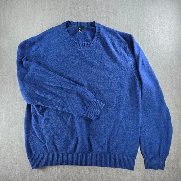 Gap Sweater Mens XXL Blue Crewneck Knit Long Sleeve Ribbed Trim