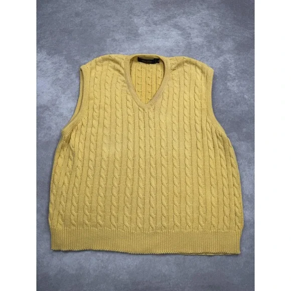 VTG Brooks Brothers Sweater Vest Mens XL Cable Knit Pullover Made in USA Vintage