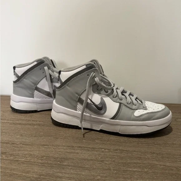 Nike Dunk High Up Gray and White High-Top Shoes | Good Used Condition