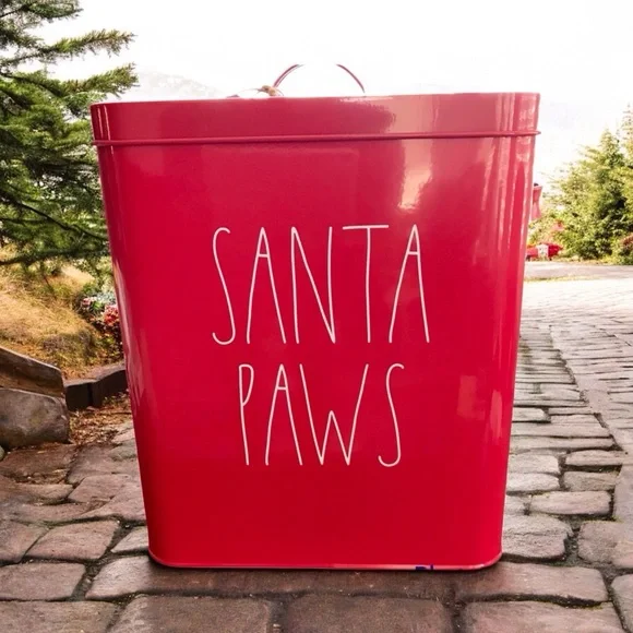 🆕 Rae Dunn Santa Paws Canister Tin EXTRA LARGE