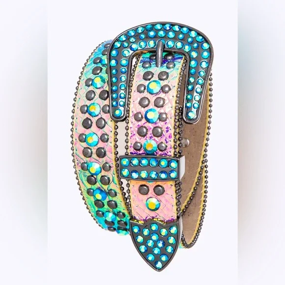 Animal Print Unicorn Genuine Leather Crystal Fashion Belt