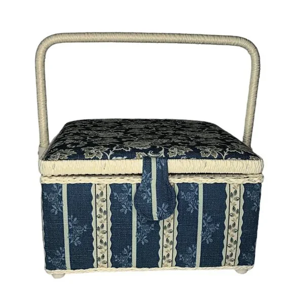 Vintage Sewing Basket Floral Square with Handle NWT 2006 St Jane