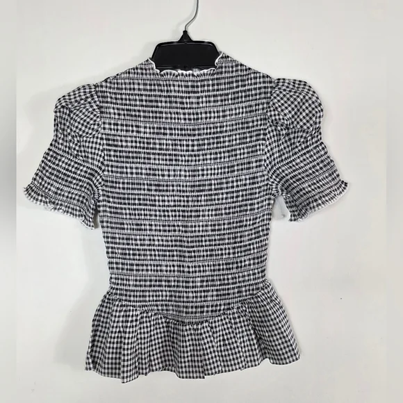 Reformation Aggie Smocked Peplum Organic Cotton Blend Top XS