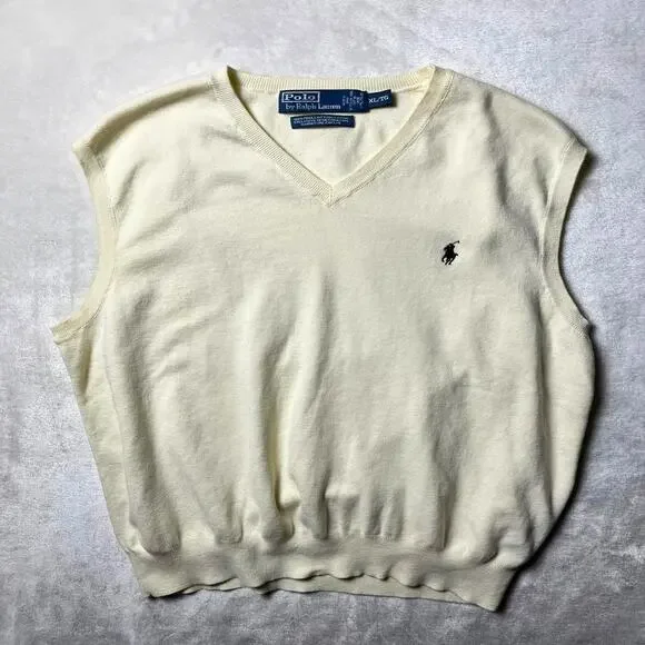 VTG Ralph Lauren Polo Sweater Vest Men's XL Pima Cotton Sleeveless Golf Jumper