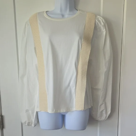 Zara Cream Puff Sleeve Boxy Blouse