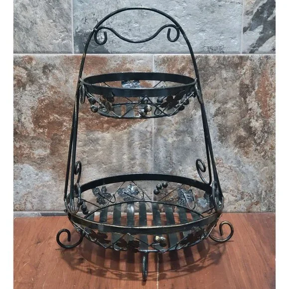 Two Tier Metal Fruit Basket Kitchen Storage Organizer 21