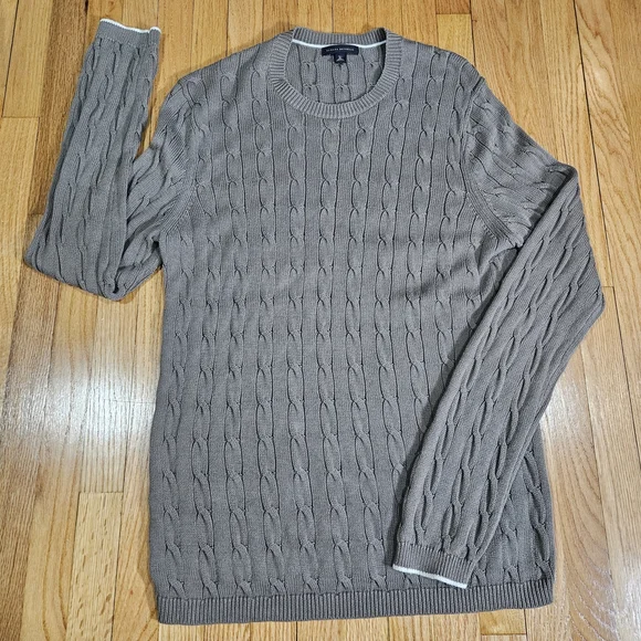 Vtg Banana Republic Mens 80% Pima Cotton/20% Wool Taupe Gray Sweater, Tall XL