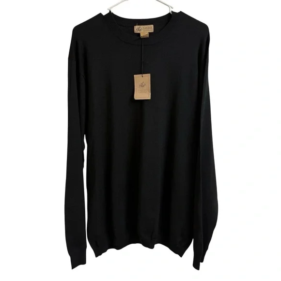 Lord and Taylor Casual Classics Men Size XXL Black Silk Blnd Long Sleeve Sweater