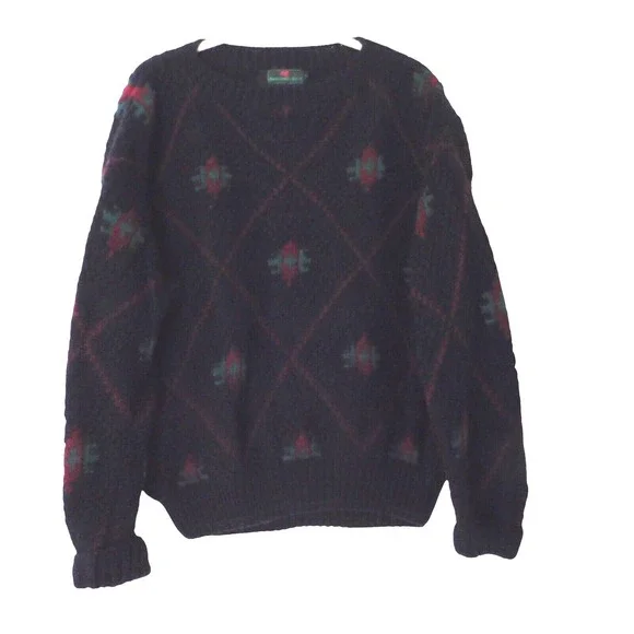 Vintage Abercrombie & Fitch Sweater Men's Large Blue Chunky Cable Knit Wool‎ 90s