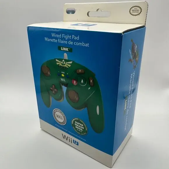 Link Wired Fight Pad Controller Nintendo Wii U NEW GameCube NIB Green Zelda