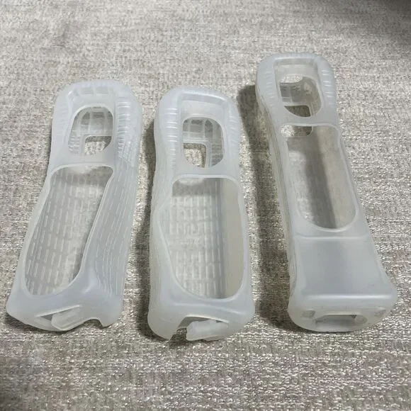 Genuine Nintendo Wii Controller Rubber Silicone Grip Sleeves Clear Lot Of 3