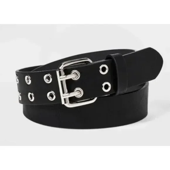 3(PACK) New Target Art Class Kids Black Belt with Silver Buckle & Grommets Size
