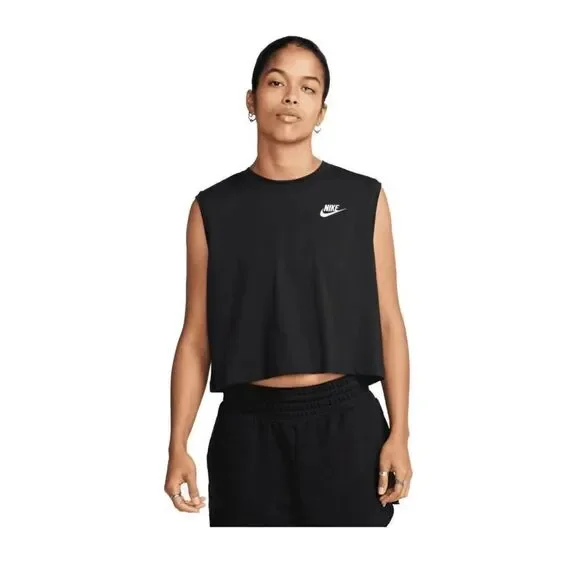 Nike NWT Sportswear Club Women's Sleeveless Cropped Top in Black Size: L