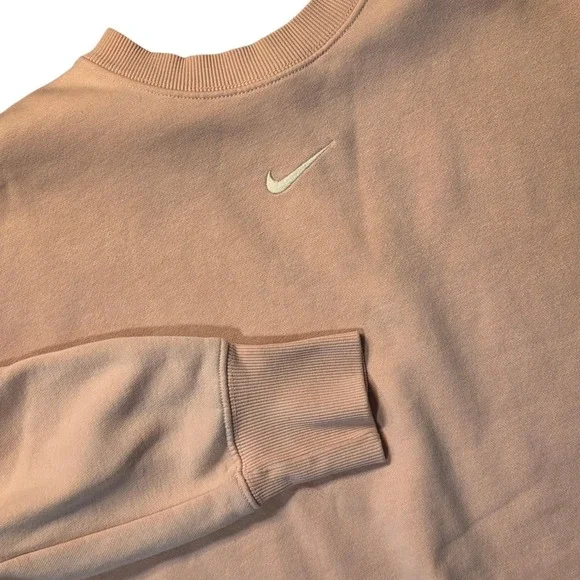 Nike Womens Center Swoosh Crewneck Sweatshirt Pink Fleece‎ Pullover Medium