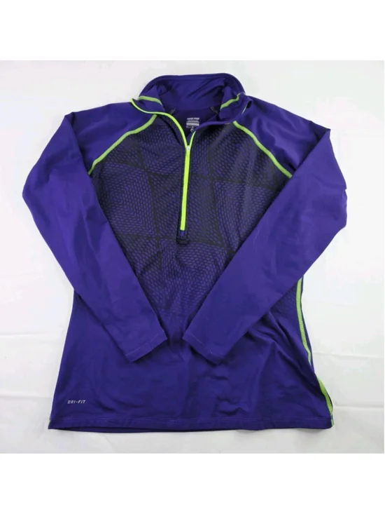 Nike Pro Dri Fit 1/2 Zip Pull Over Sweatshirt Thumbholes Athletic Purple XL