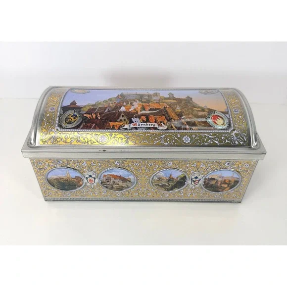 Lebkuchen Schmidt Nuremberg Germany Vintage Treasure Chest‎ Tin Box