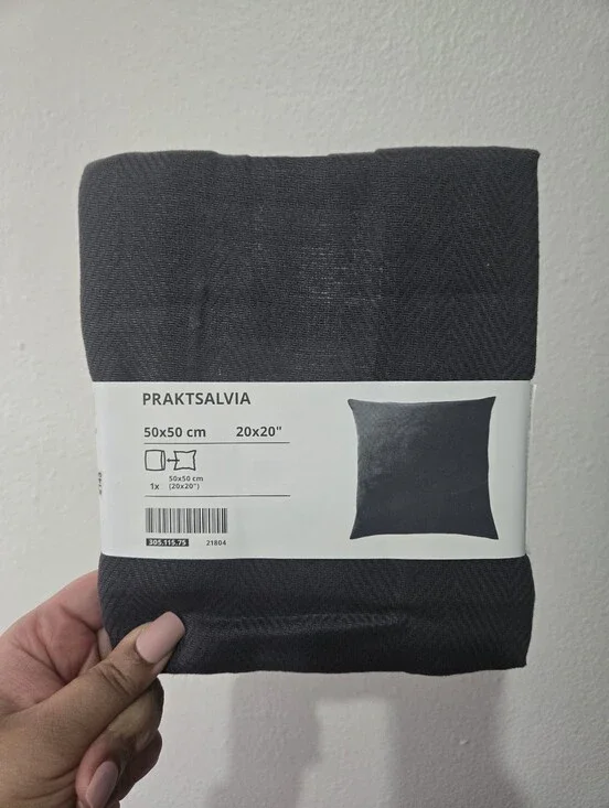 IKEA PRAKTSALVIA Cushion cover, anthracite, 20x20 
